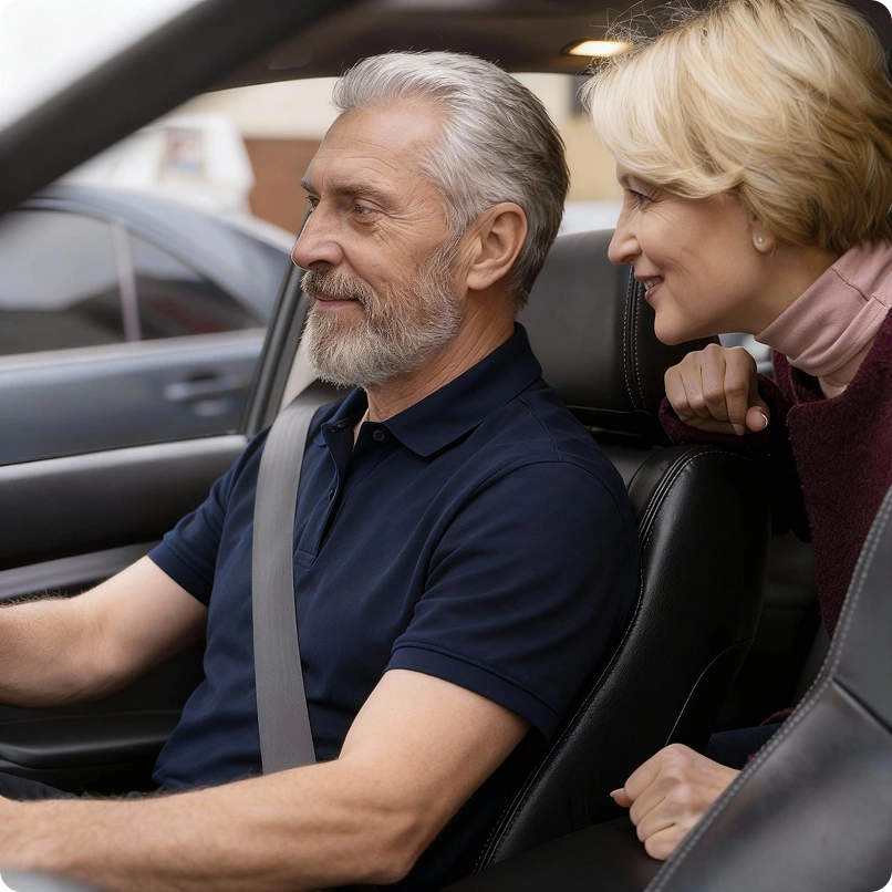 Professional driver driving customer's vehicle across the country