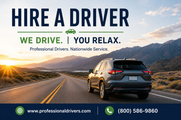 Professional driver driving customer's vehicle across the country