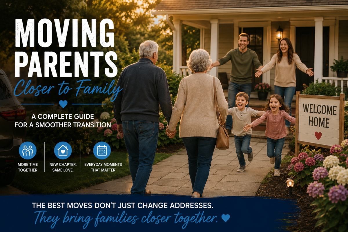 Moving parents closer to family as grandparents are welcomed home by their adult children and grandchildren