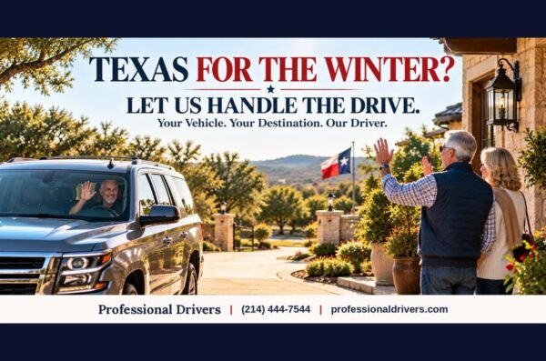 Hire a driver to take your car to Texas for the winter with Professional Drivers