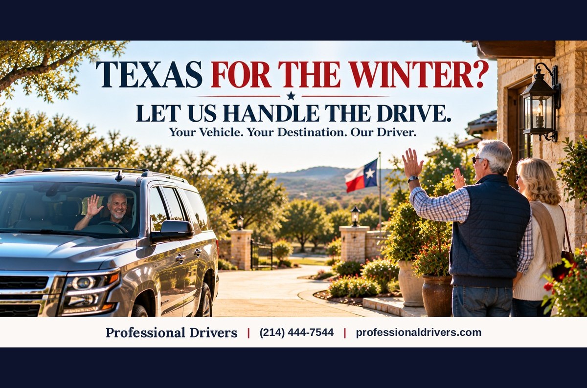 Hire a driver to take your car to Texas for the winter with Professional Drivers